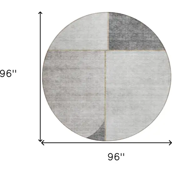 8' Taupe Beige And Gray Round Abstract Washable Indoor Outdoor Area Rug Photo 7
