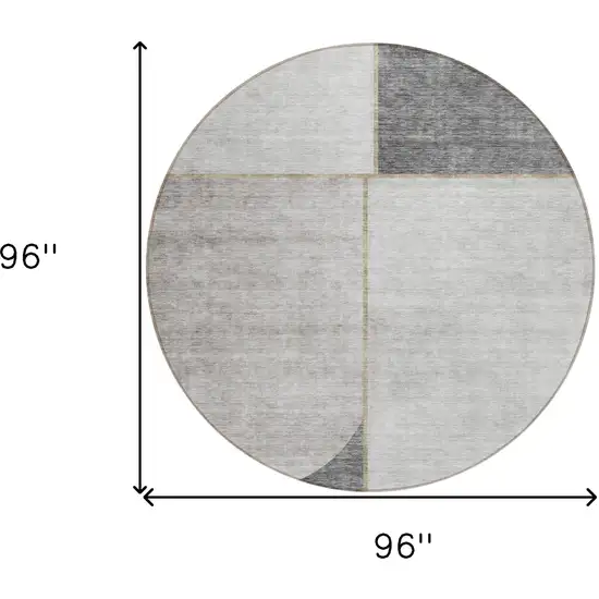 8' Taupe Beige And Gray Round Abstract Washable Indoor Outdoor Area Rug Photo 7