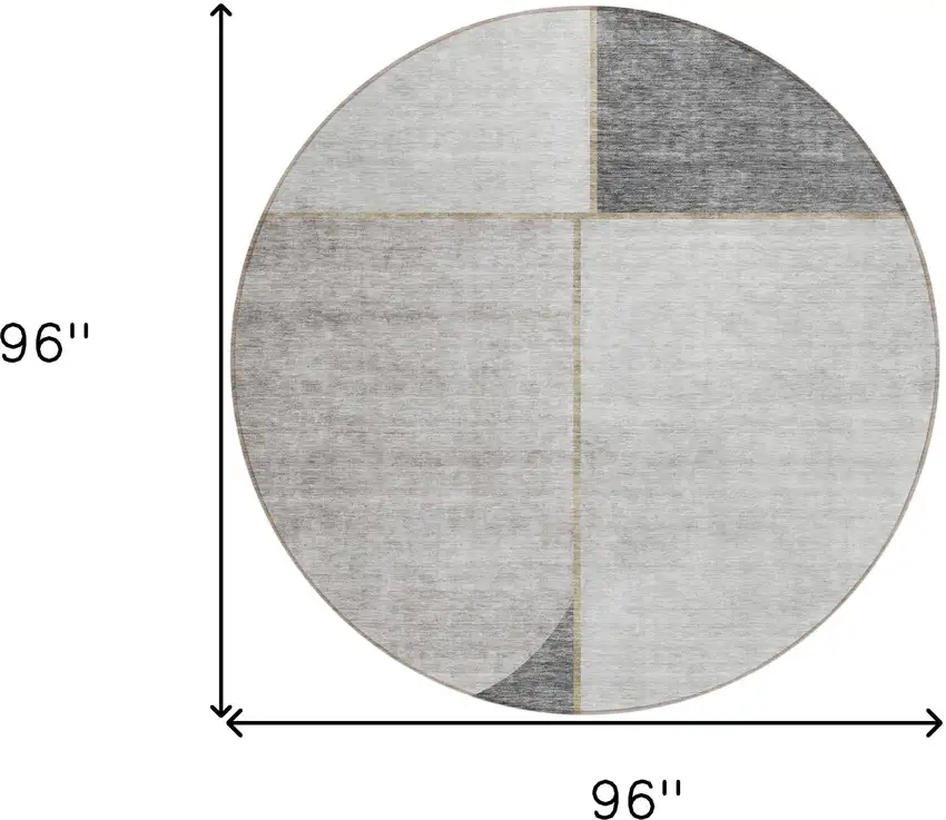 8' Taupe Beige And Gray Round Abstract Washable Indoor Outdoor Area Rug Photo 7