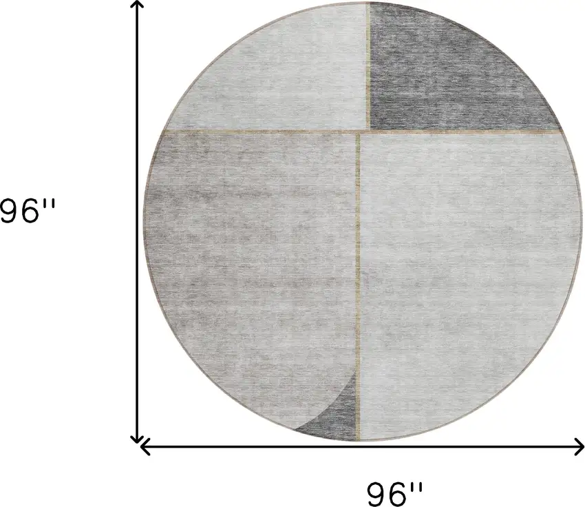 8' Taupe Beige And Gray Round Abstract Washable Indoor Outdoor Area Rug Photo 7