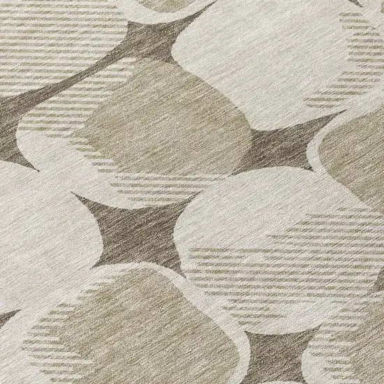 8' Taupe Beige And Gray Round Abstract Washable Indoor Outdoor Area Rug Photo 5