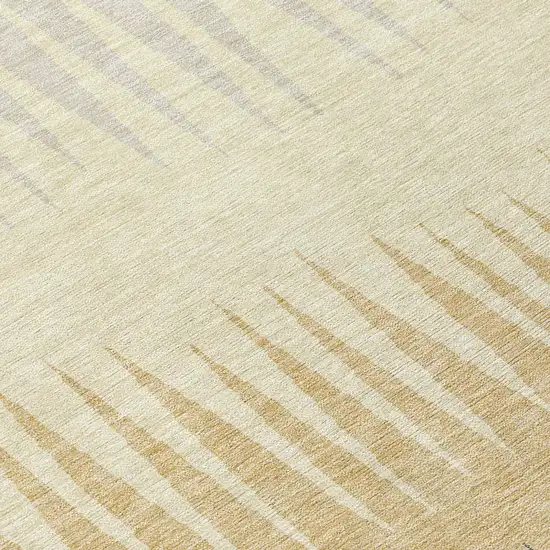 8' Taupe Beige And Gray Round Striped Washable Indoor Outdoor Area Rug Photo 8