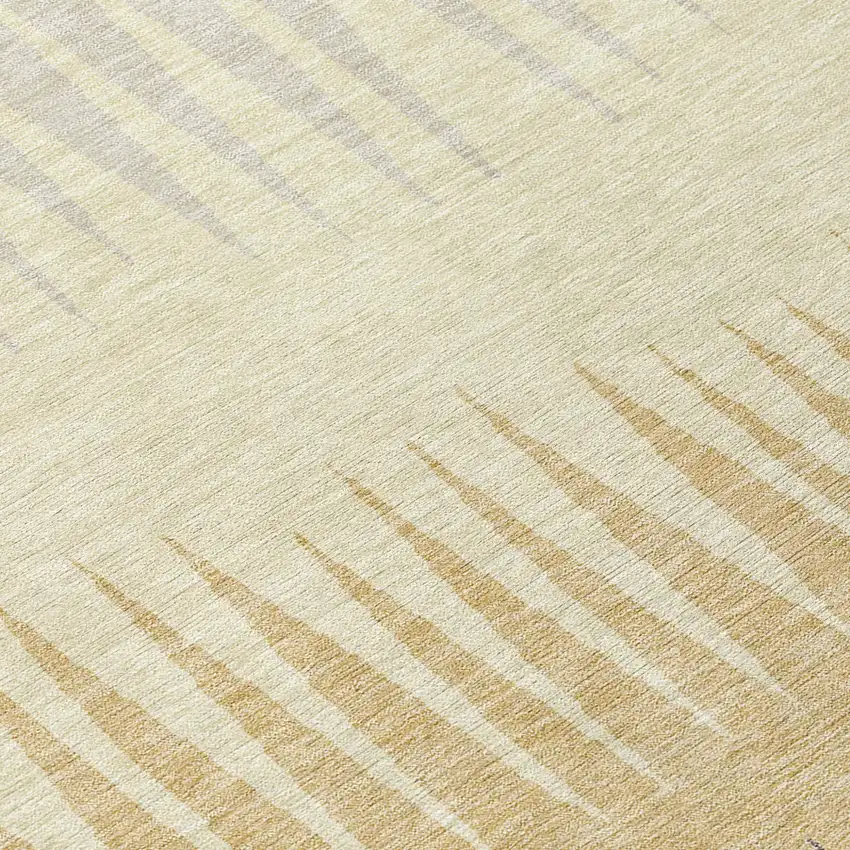 8' Taupe Beige And Gray Round Striped Washable Indoor Outdoor Area Rug Photo 8