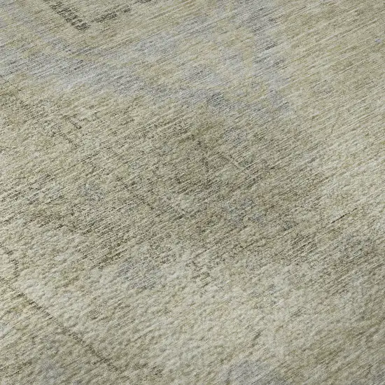 8' Taupe Beige And Gray Tribal Washable Round Rug With UV Protection Photo 8