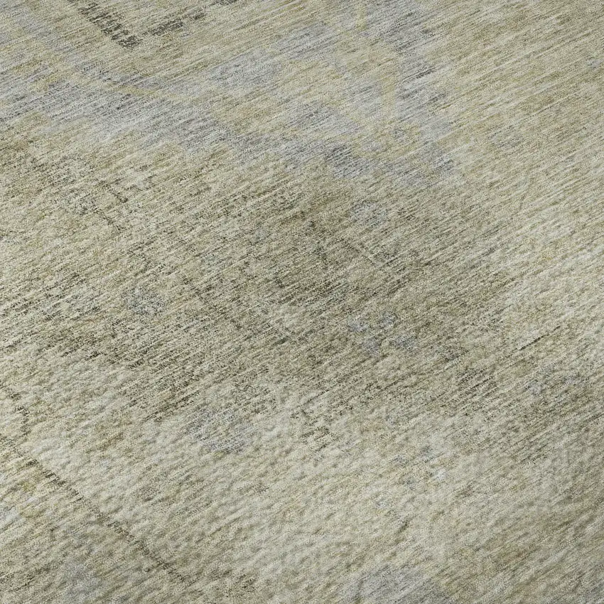 8' Taupe Beige And Gray Tribal Washable Round Rug With UV Protection Photo 8