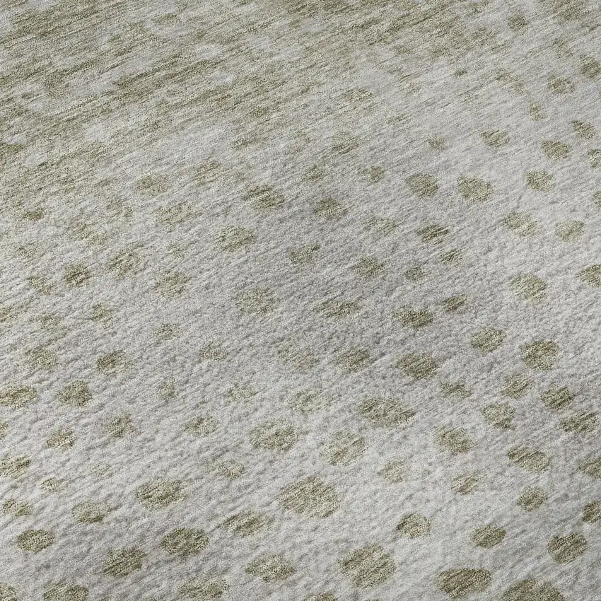 8' Taupe Beige And Ivory Polka Dot Washable Round Rug With UV Protection Photo 8