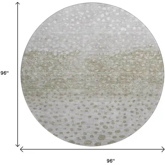 8' Taupe Beige And Ivory Polka Dot Washable Round Rug With UV Protection Photo 9