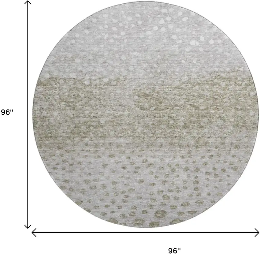 8' Taupe Beige And Ivory Polka Dot Washable Round Rug With UV Protection Photo 9