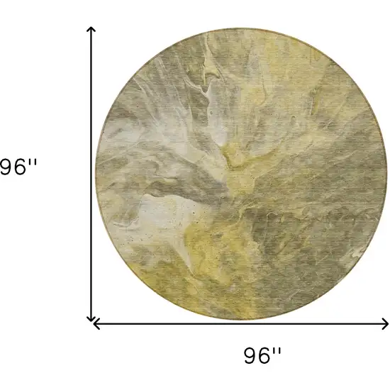 8' Taupe Beige And Ivory Round Abstract Washable Indoor Outdoor Area Rug Photo 8