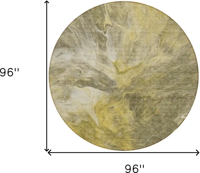 8' Taupe Beige And Ivory Round Abstract Washable Indoor Outdoor Area Rug Photo 8