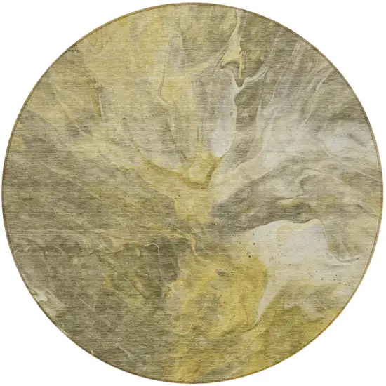 8' Taupe Beige And Ivory Round Abstract Washable Indoor Outdoor Area Rug Photo 5