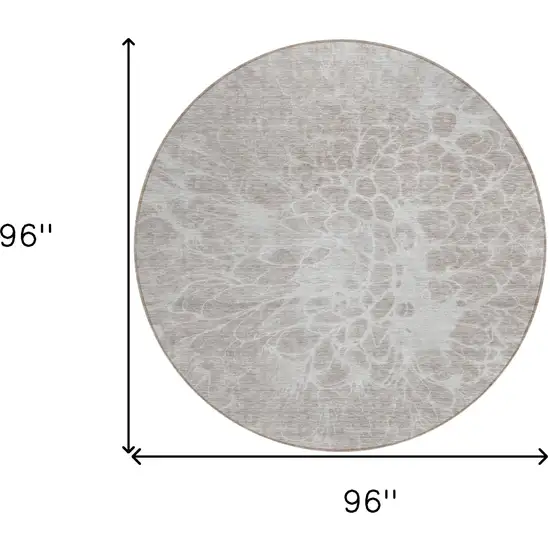 8' Taupe Beige And Ivory Round Abstract Washable Indoor Outdoor Area Rug Photo 3