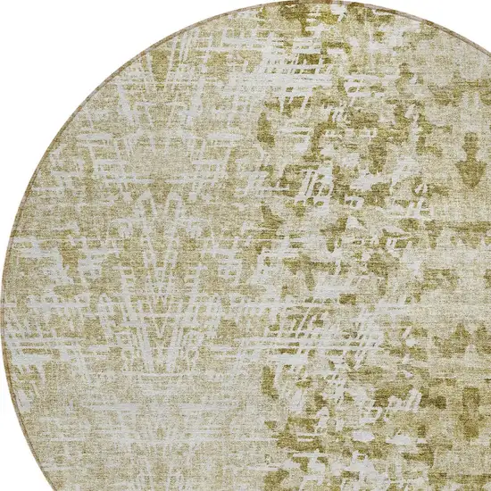 8' Taupe Beige And Ivory Round Abstract Washable Indoor Outdoor Area Rug Photo 4