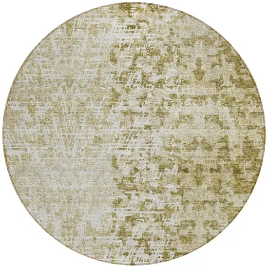 8' Taupe Beige And Ivory Round Abstract Washable Indoor Outdoor Area Rug Photo 5