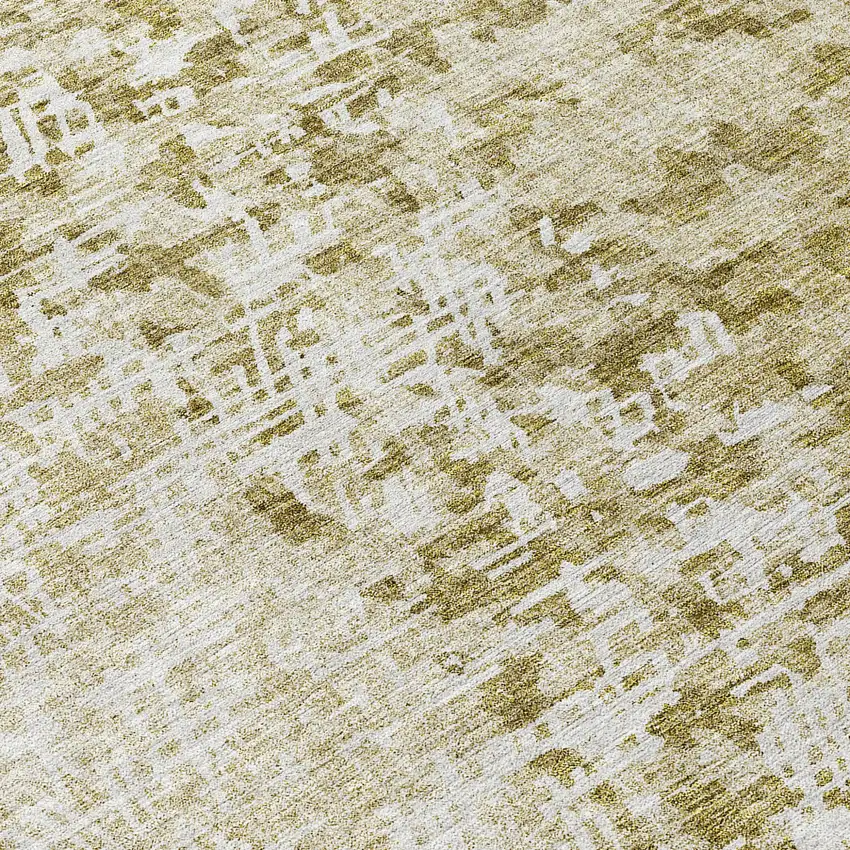 8' Taupe Beige And Ivory Round Abstract Washable Indoor Outdoor Area Rug Photo 9