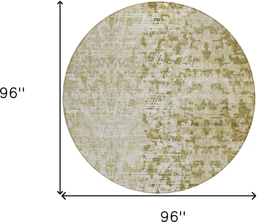 8' Taupe Beige And Ivory Round Abstract Washable Indoor Outdoor Area Rug Photo 8