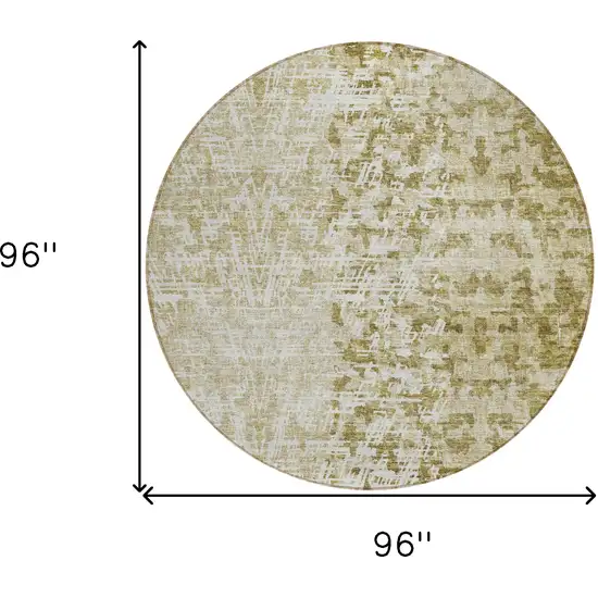 8' Taupe Beige And Ivory Round Abstract Washable Indoor Outdoor Area Rug Photo 8