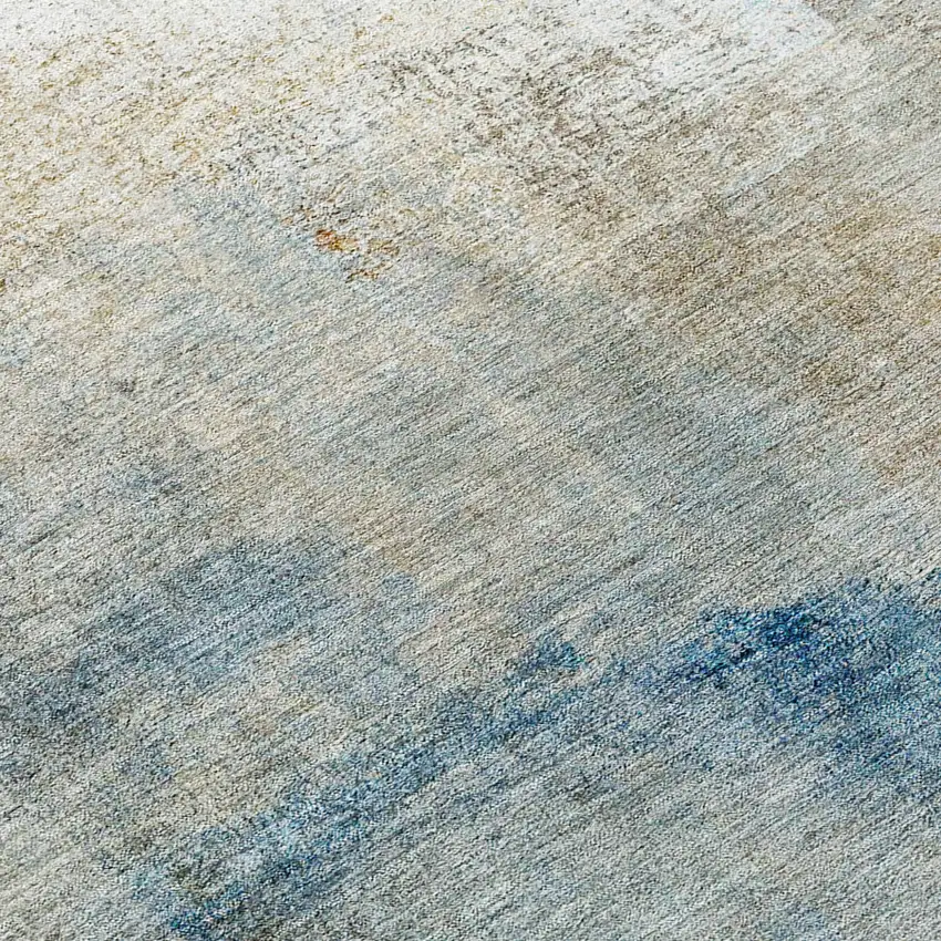 8' Taupe Beige And Ivory Round Abstract Washable Indoor Outdoor Area Rug Photo 7