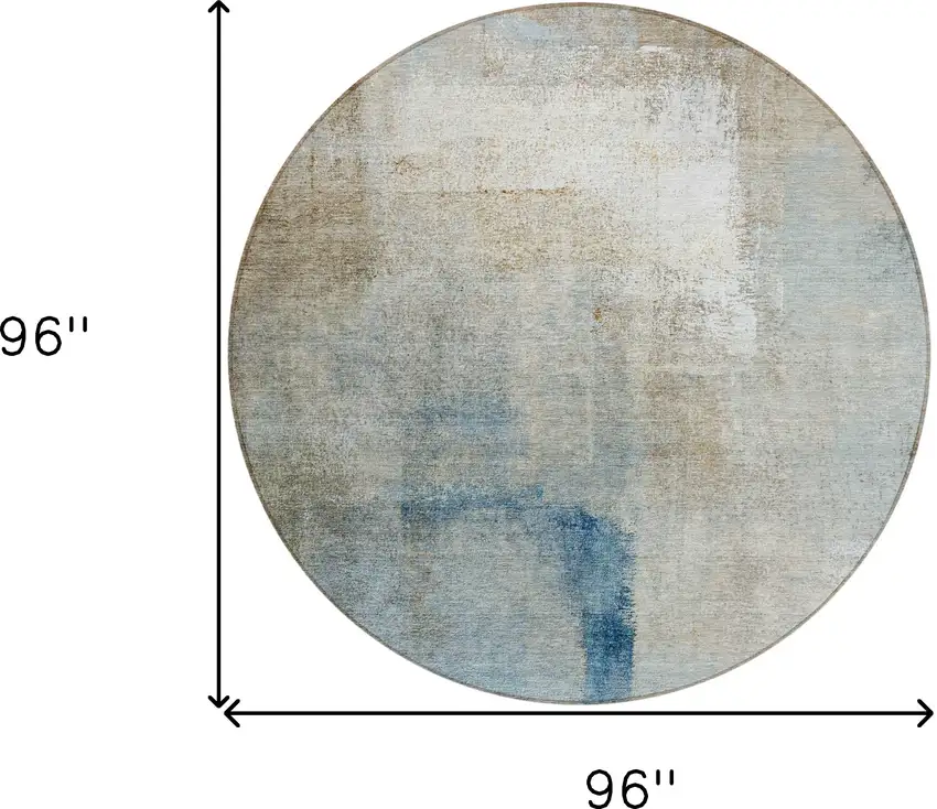 8' Taupe Beige And Ivory Round Abstract Washable Indoor Outdoor Area Rug Photo 6