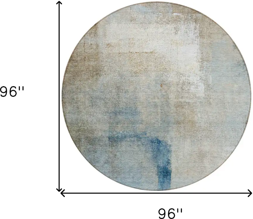 8' Taupe Beige And Ivory Round Abstract Washable Indoor Outdoor Area Rug Photo 6