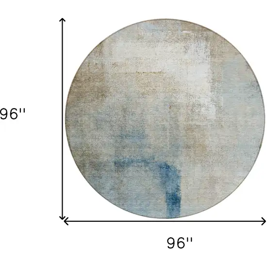 8' Taupe Beige And Ivory Round Abstract Washable Indoor Outdoor Area Rug Photo 6