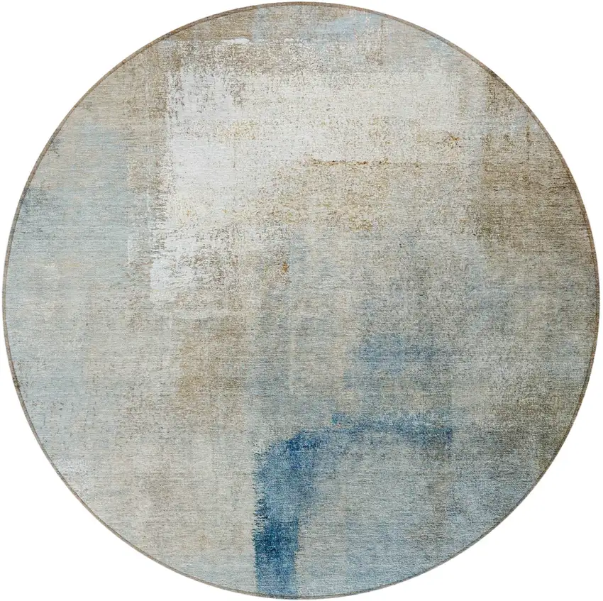 8' Taupe Beige And Ivory Round Abstract Washable Indoor Outdoor Area Rug Photo 3