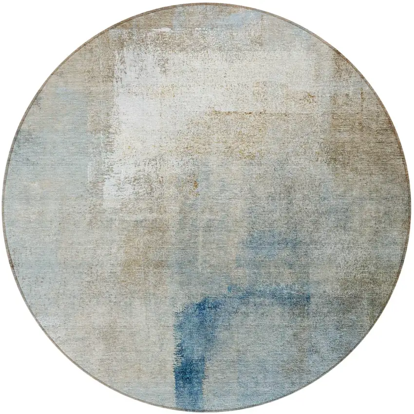 8' Taupe Beige And Ivory Round Abstract Washable Indoor Outdoor Area Rug Photo 3