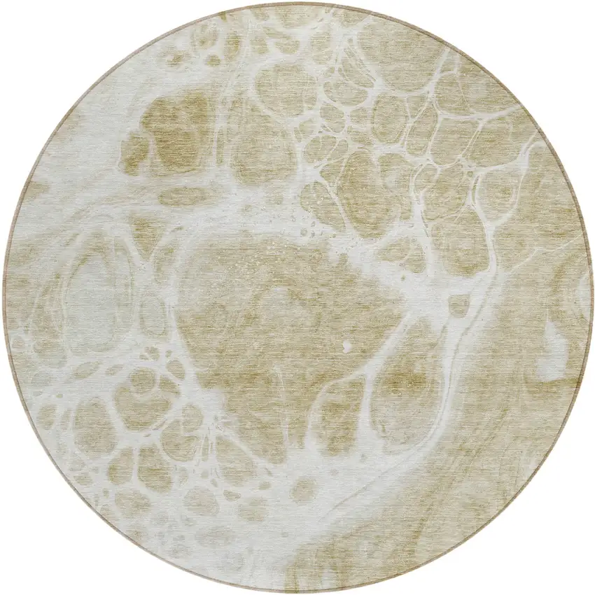 8' Taupe Beige And Ivory Round Nautical Washable Indoor Outdoor Area Rug Photo 2