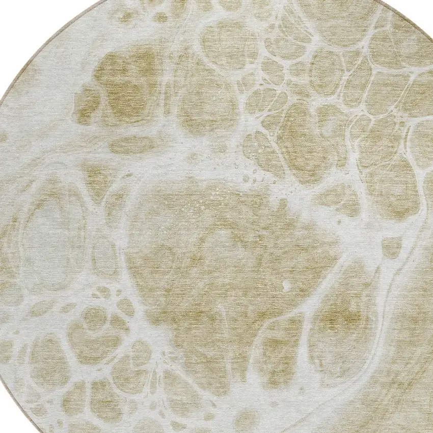 8' Taupe Beige And Ivory Round Nautical Washable Indoor Outdoor Area Rug Photo 4