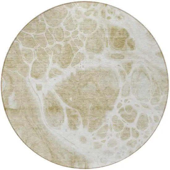 8' Taupe Beige And Ivory Round Nautical Washable Indoor Outdoor Area Rug Photo 5