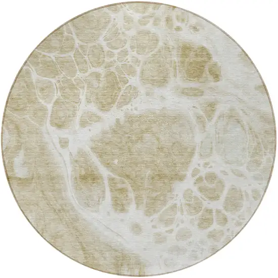 8' Taupe Beige And Ivory Round Nautical Washable Indoor Outdoor Area Rug Photo 5