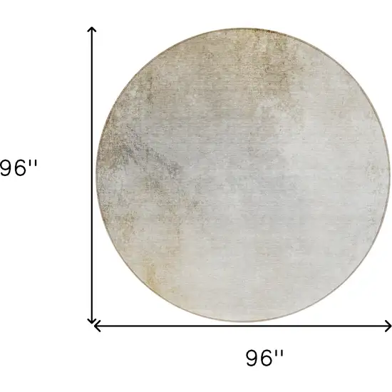 8' Taupe Beige And Ivory Round Ombre Washable Indoor Outdoor Area Rug Photo 3