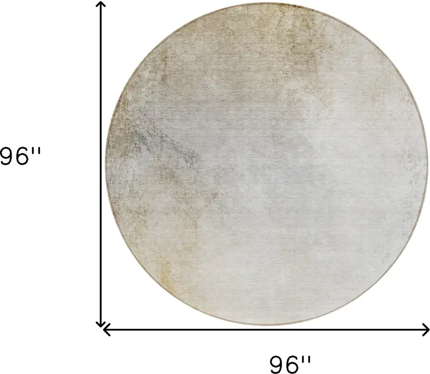 8' Taupe Beige And Ivory Round Ombre Washable Indoor Outdoor Area Rug Photo 3
