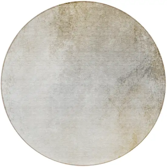8' Taupe Beige And Ivory Round Ombre Washable Indoor Outdoor Area Rug Photo 4