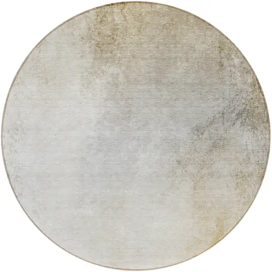 8' Taupe Beige And Ivory Round Ombre Washable Indoor Outdoor Area Rug Photo 4