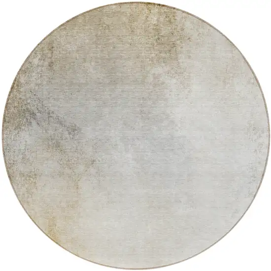 8' Taupe Beige And Ivory Round Ombre Washable Indoor Outdoor Area Rug Photo 2