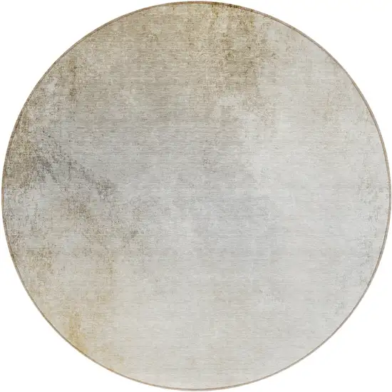 8' Taupe Beige And Ivory Round Ombre Washable Indoor Outdoor Area Rug Photo 2