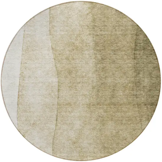 8' Taupe Beige And Ivory Round Ombre Washable Indoor Outdoor Area Rug Photo 4