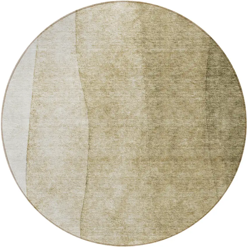 8' Taupe Beige And Ivory Round Ombre Washable Indoor Outdoor Area Rug Photo 4