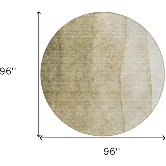 8' Taupe Beige And Ivory Round Ombre Washable Indoor Outdoor Area Rug Photo 7