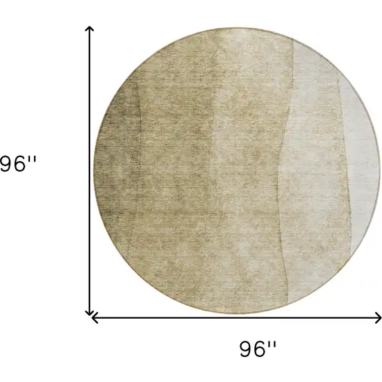 8' Taupe Beige And Ivory Round Ombre Washable Indoor Outdoor Area Rug Photo 7