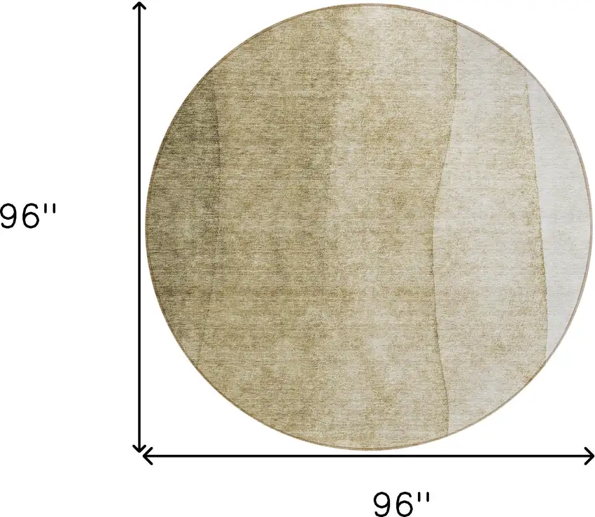 8' Taupe Beige And Ivory Round Ombre Washable Indoor Outdoor Area Rug Photo 7