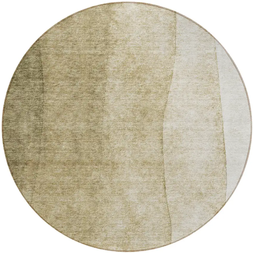 8' Taupe Beige And Ivory Round Ombre Washable Indoor Outdoor Area Rug Photo 1