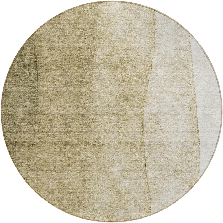 8' Taupe Beige And Ivory Round Ombre Washable Indoor Outdoor Area Rug Photo 1