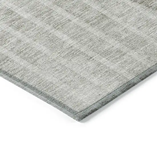 8' Taupe Beige And Ivory Round Striped Washable Indoor Outdoor Area Rug Photo 3