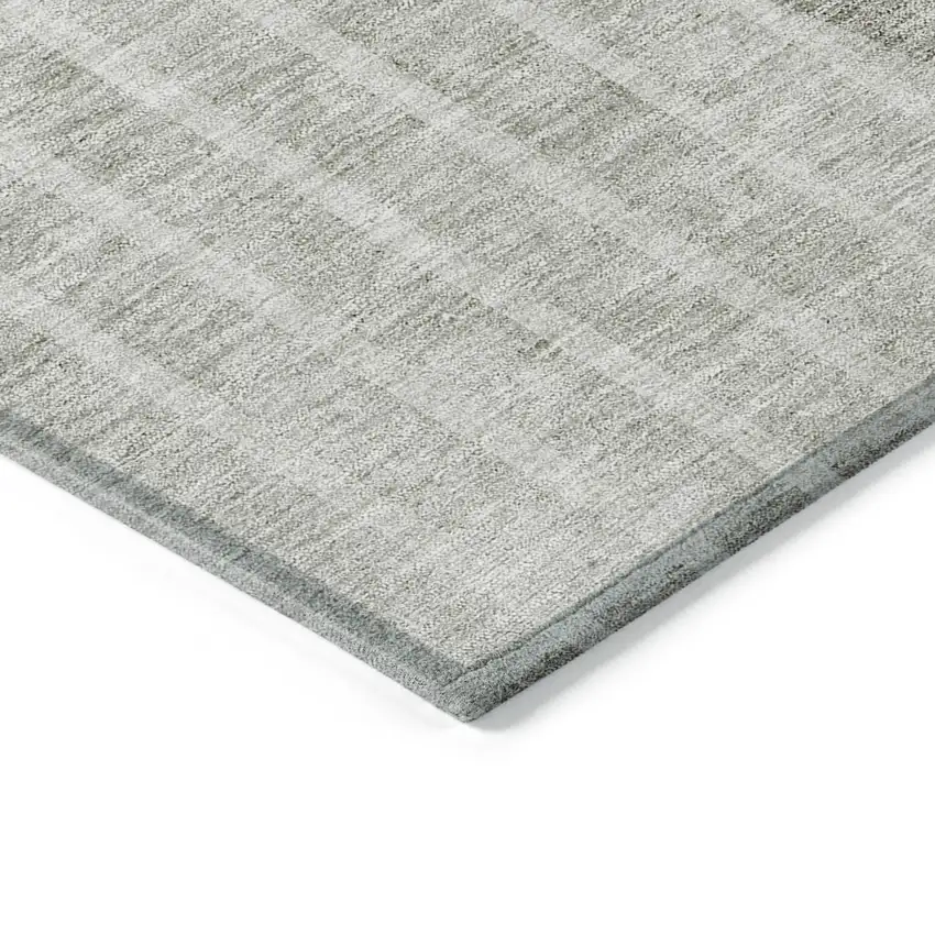 8' Taupe Beige And Ivory Round Striped Washable Indoor Outdoor Area Rug Photo 3