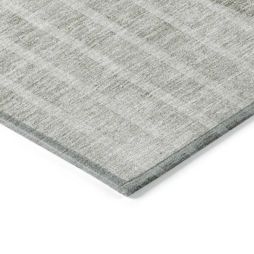 8' Taupe Beige And Ivory Round Striped Washable Indoor Outdoor Area Rug Photo 3