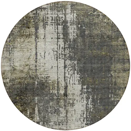 8' Taupe Beige And Olive Green Round Abstract Washable Indoor Outdoor Area Rug Photo 5