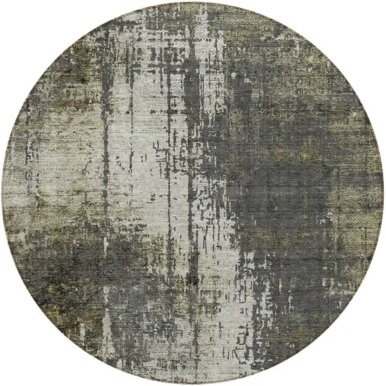 8' Taupe Beige And Olive Green Round Abstract Washable Indoor Outdoor Area Rug Photo 5