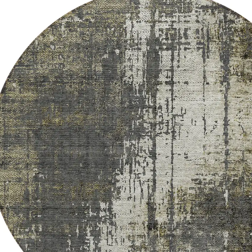8' Taupe Beige And Olive Green Round Abstract Washable Indoor Outdoor Area Rug Photo 4